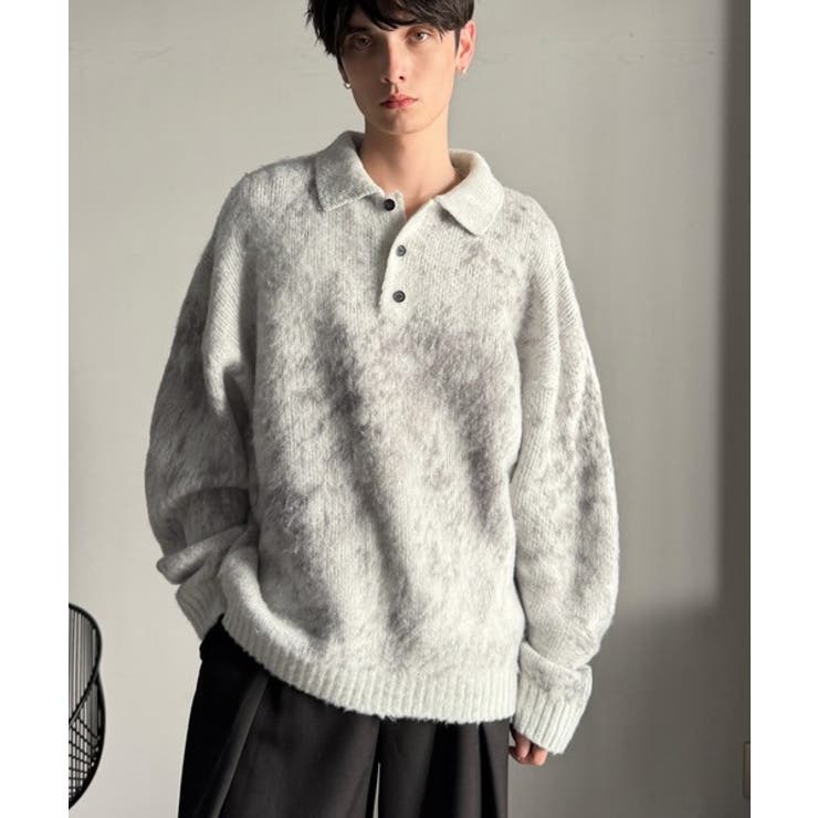 「まるで毛布。」モヘアライクシャギー素材ニットポロシャツ Mohair Like | Classical Elf Men | 詳細画像3 
