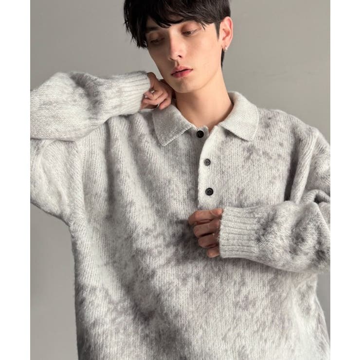 「まるで毛布。」モヘアライクシャギー素材ニットポロシャツ Mohair Like | Classical Elf Men | 詳細画像4 