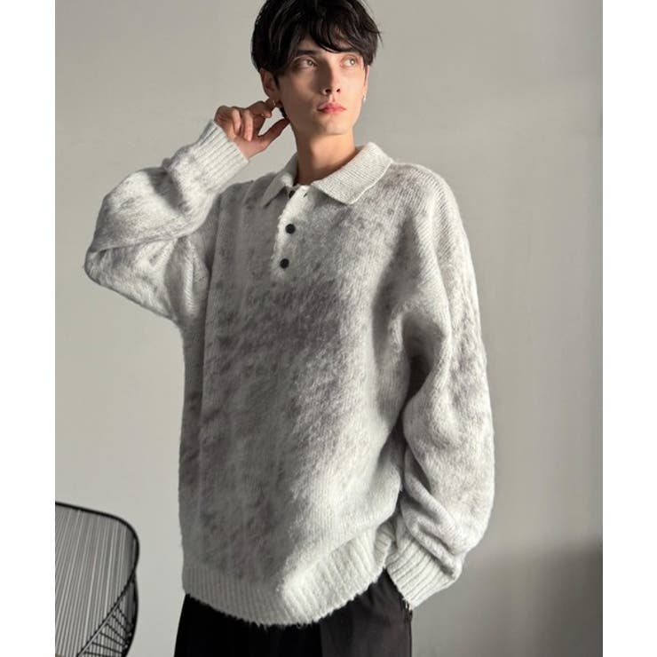 「まるで毛布。」モヘアライクシャギー素材ニットポロシャツ Mohair Like | Classical Elf Men | 詳細画像5 