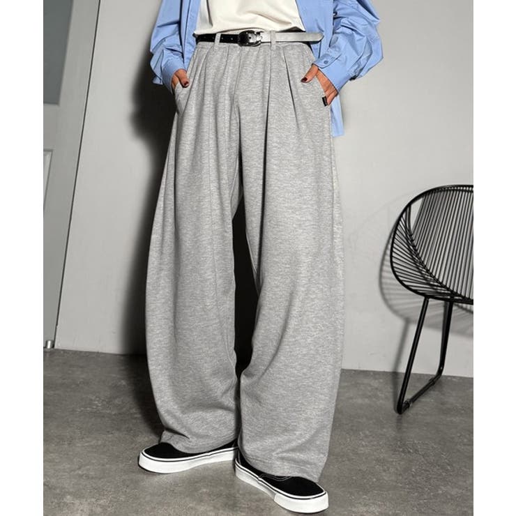 杢グレー | 「まるでスラックス！」ベルトループ付き2タックカーブシルエットスウェットパンツ | Classical Elf Men