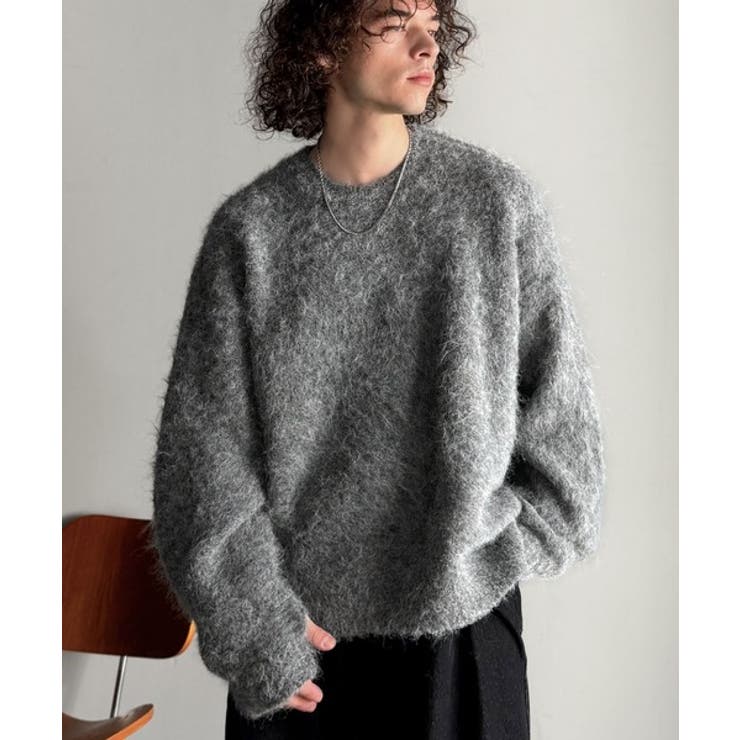 グレー | 「深みのある1着。」ミックスシャギー素材クルーネックセーター Mixed | Classical Elf Men
