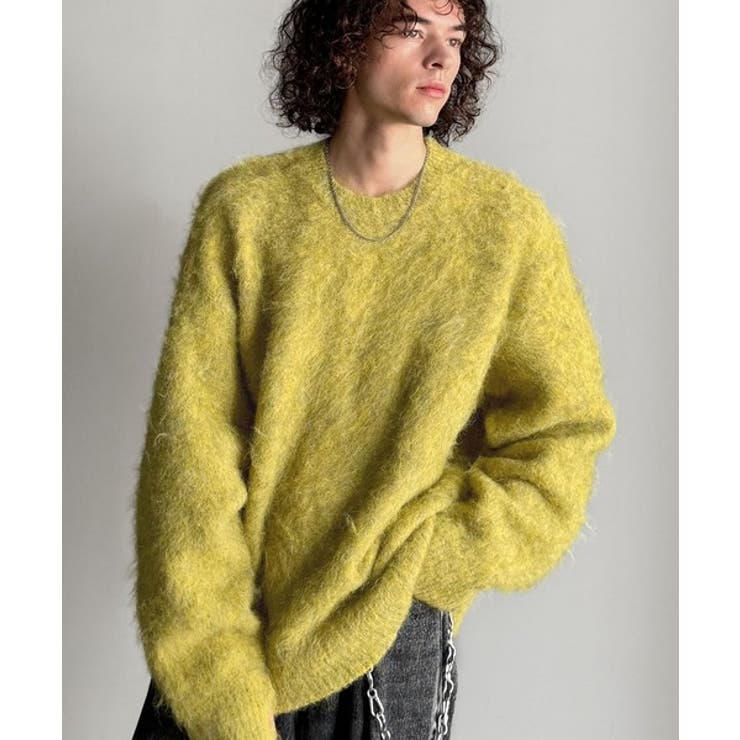 イエロー | 「深みのある1着。」ミックスシャギー素材クルーネックセーター Mixed | Classical Elf Men