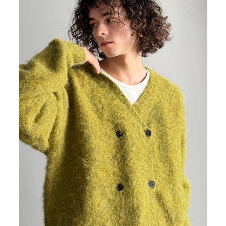 アートな1着。」ミックスシャギー素材ダブルテーラードニット