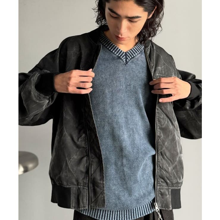 「自分ウケ最強。」綿100％刺繍入りピグメント加工Vネックセーター | Classical Elf Men | 詳細画像20 