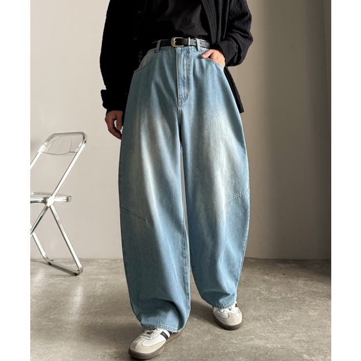 「シルエットで語る。」ブラスト加工カーブシルエットバレルレッグデニムパンツ | Classical Elf Men | 詳細画像9 