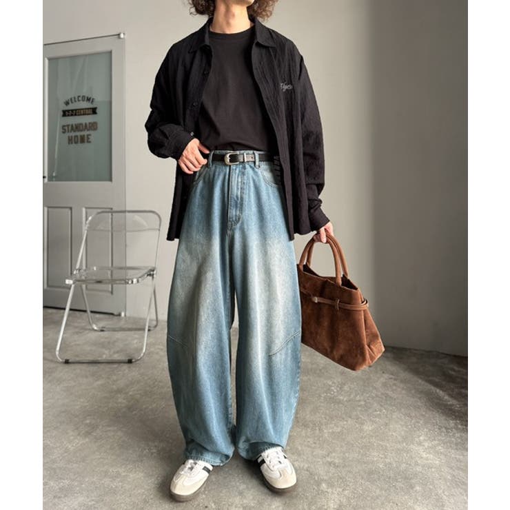 「シルエットで語る。」ブラスト加工カーブシルエットバレルレッグデニムパンツ | Classical Elf Men | 詳細画像10 