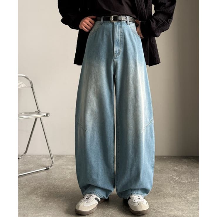 「シルエットで語る。」ブラスト加工カーブシルエットバレルレッグデニムパンツ | Classical Elf Men | 詳細画像11 