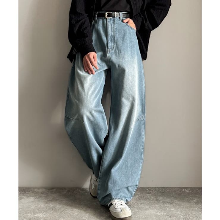 「シルエットで語る。」ブラスト加工カーブシルエットバレルレッグデニムパンツ | Classical Elf Men | 詳細画像12 