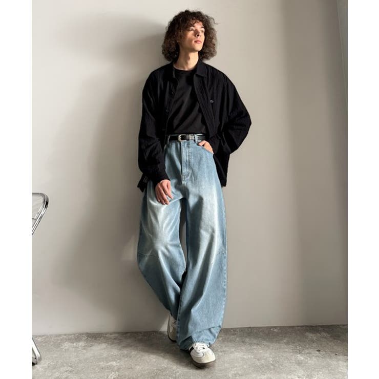 「シルエットで語る。」ブラスト加工カーブシルエットバレルレッグデニムパンツ | Classical Elf Men | 詳細画像13 