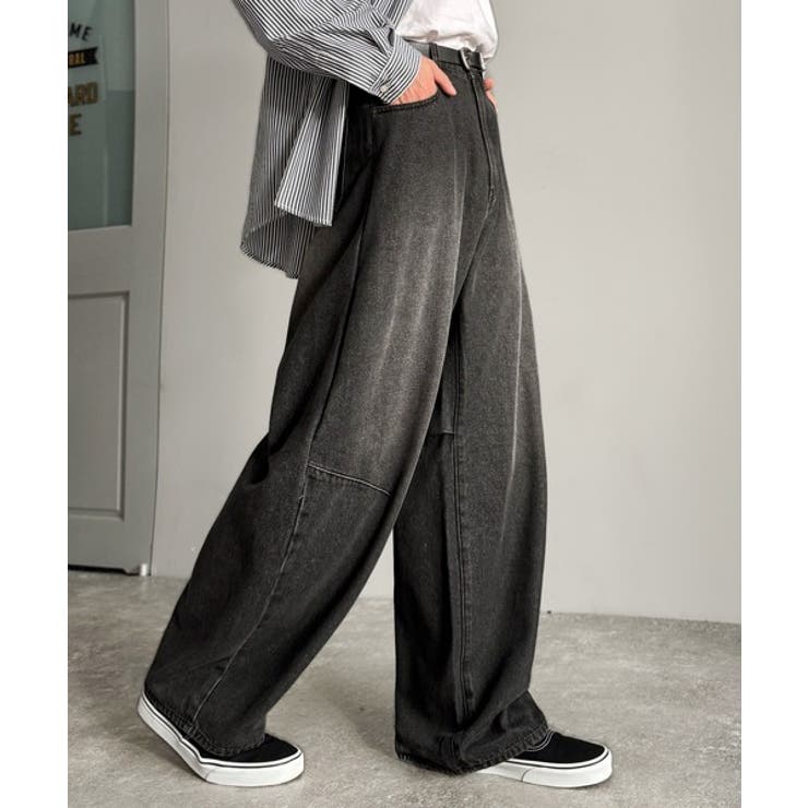 「シルエットで語る。」ブラスト加工カーブシルエットバレルレッグデニムパンツ | Classical Elf Men | 詳細画像3 