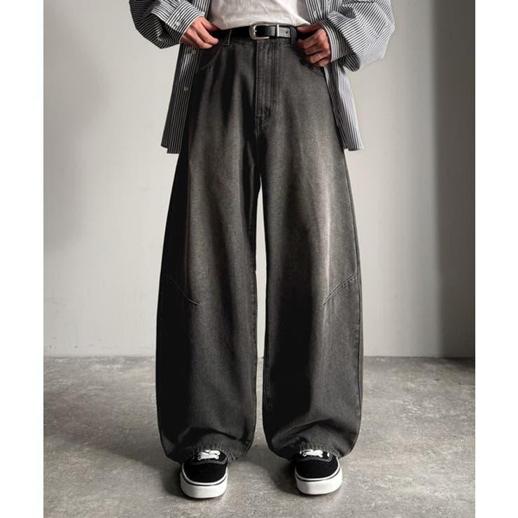 「シルエットで語る。」ブラスト加工カーブシルエットバレルレッグデニムパンツ | Classical Elf Men | 詳細画像6 