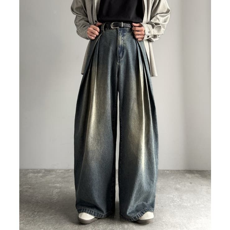 ヴィンテージ加工3タックワイドバルーンデニムパンツ Vintage Washed | Classical Elf Men | 詳細画像12 