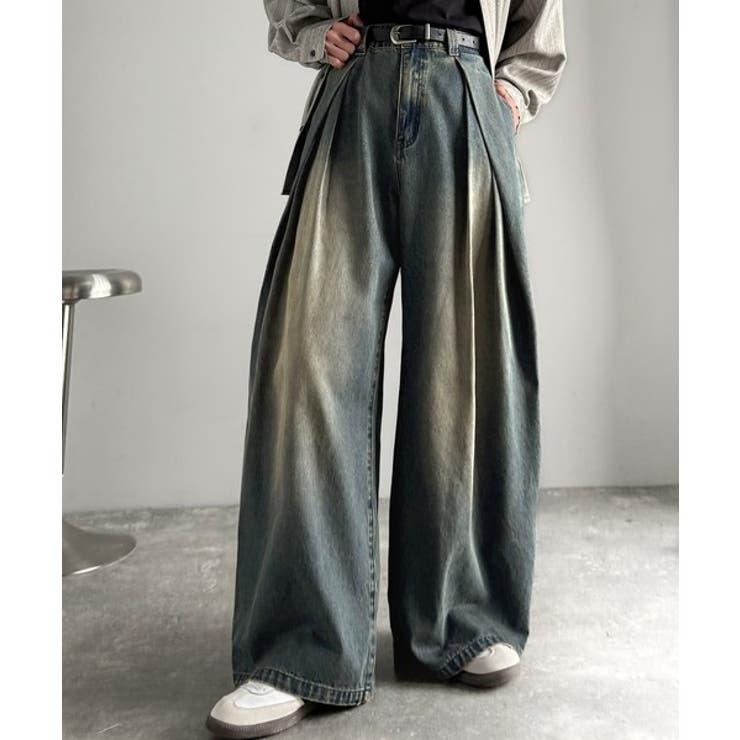 ヴィンテージ加工3タックワイドバルーンデニムパンツ Vintage Washed | Classical Elf Men | 詳細画像13 