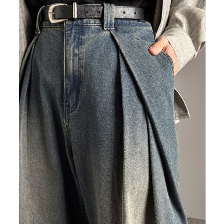 ヴィンテージ加工3タックワイドバルーンデニムパンツ Vintage Washed | Classical Elf Men | 詳細画像14 