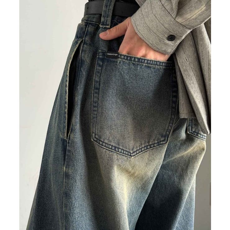 ヴィンテージ加工3タックワイドバルーンデニムパンツ Vintage Washed | Classical Elf Men | 詳細画像16 