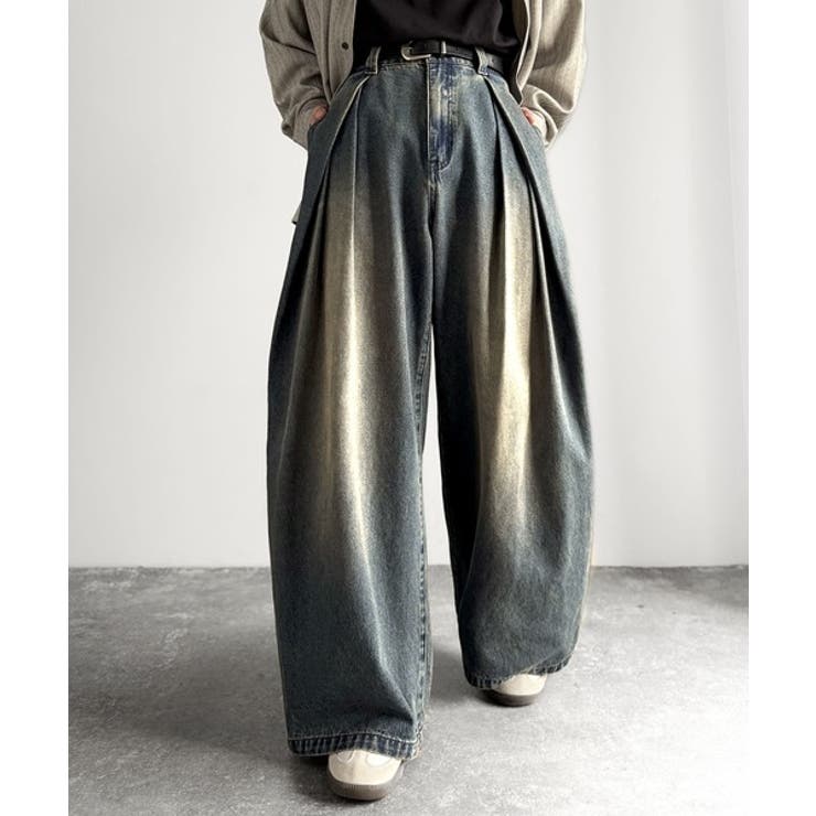 ヴィンテージ加工3タックワイドバルーンデニムパンツ Vintage Washed | Classical Elf Men | 詳細画像7 