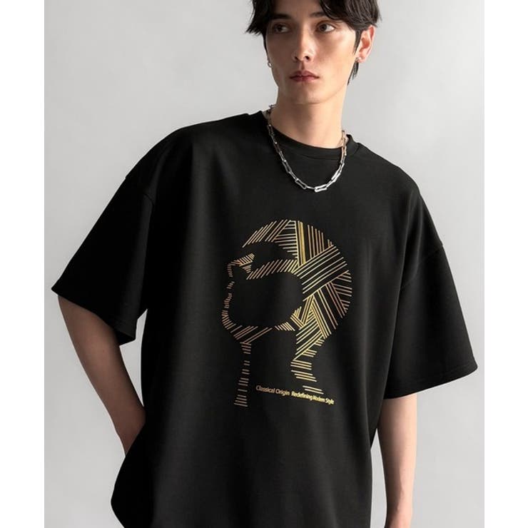 ブラック | 「視線を独り占め。」フェイスグラフィックオーバーサイズTシャツ Face | Classical Elf Men