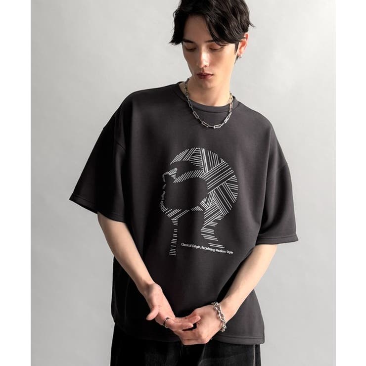 「視線を独り占め。」フェイスグラフィックオーバーサイズTシャツ Face | Classical Elf Men | 詳細画像20 
