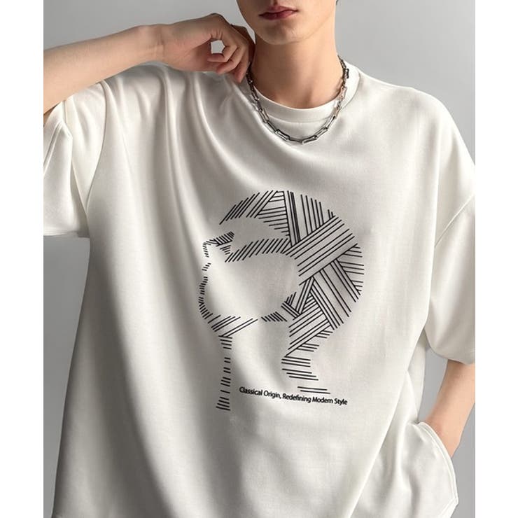 「視線を独り占め。」フェイスグラフィックオーバーサイズTシャツ Face | Classical Elf Men | 詳細画像2 