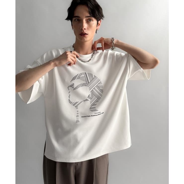 「視線を独り占め。」フェイスグラフィックオーバーサイズTシャツ Face | Classical Elf Men | 詳細画像4 