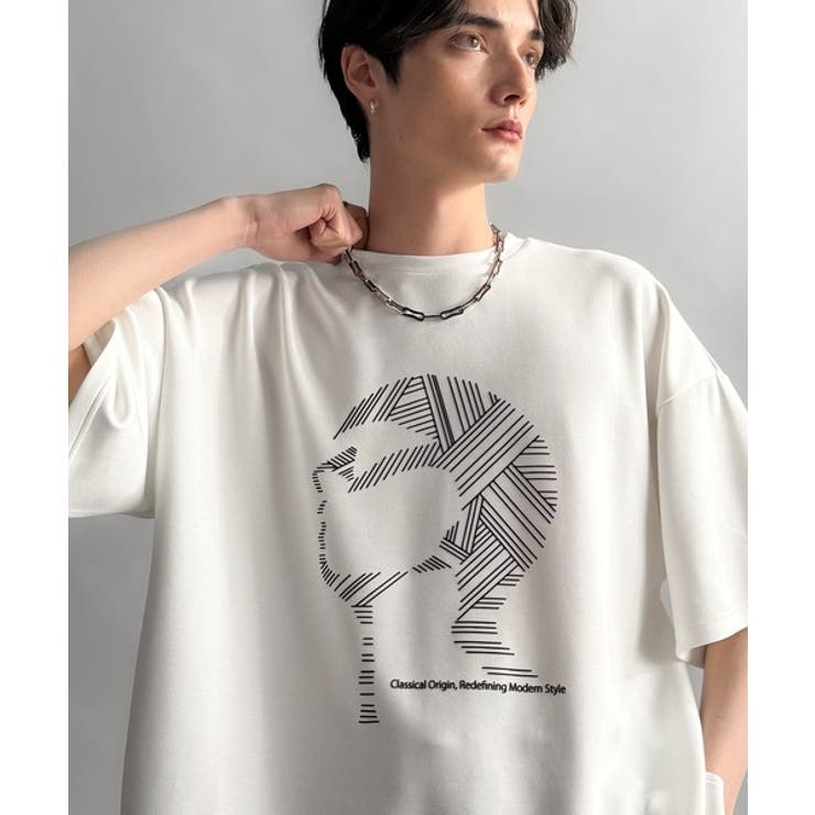 「視線を独り占め。」フェイスグラフィックオーバーサイズTシャツ Face | Classical Elf Men | 詳細画像5 