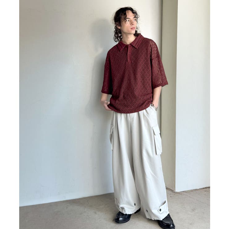 「透け感、モードの余韻。」衿ダブルライン使いレース柄ニットポロシャツ Lace … | Classical Elf Men | 詳細画像30 