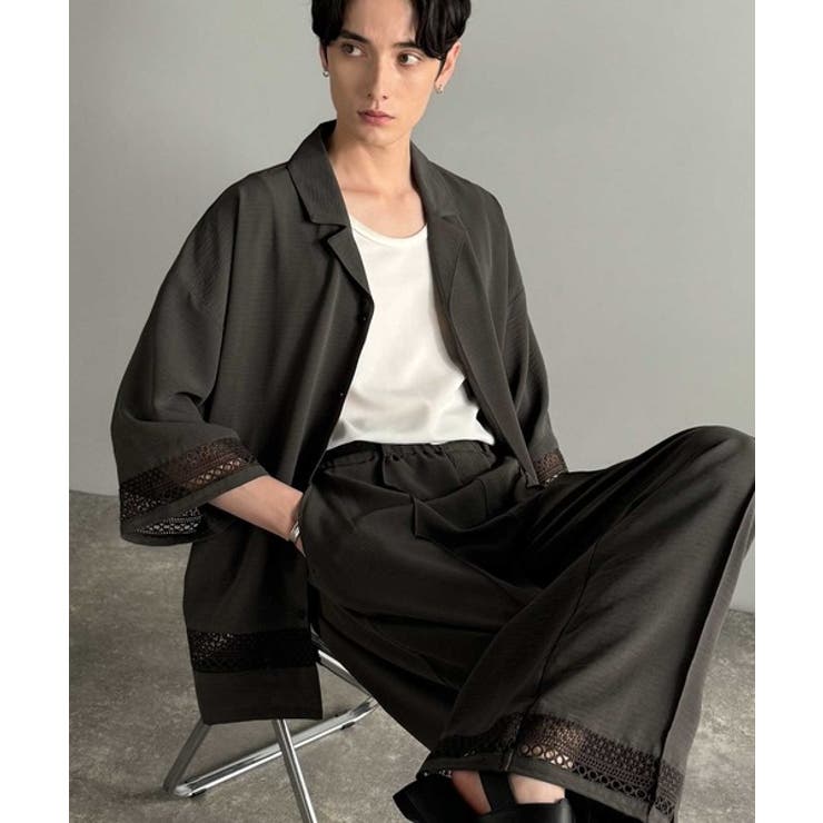 「レースが語る、大人の余裕。」レース切り替えオープンカラーシャツ Lace Pa… | Classical Elf Men | 詳細画像12 