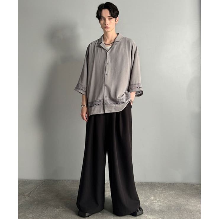 「レースが語る、大人の余裕。」レース切り替えオープンカラーシャツ Lace Pa… | Classical Elf Men | 詳細画像20 