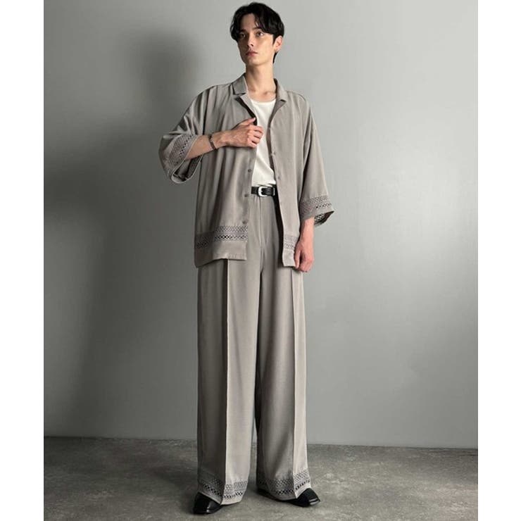 「レースが語る、大人の余裕。」レース切り替えオープンカラーシャツ Lace Pa… | Classical Elf Men | 詳細画像24 