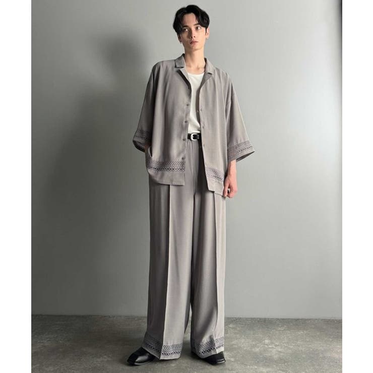 「レースが語る、大人の余裕。」レース切り替えオープンカラーシャツ Lace Pa… | Classical Elf Men | 詳細画像25 