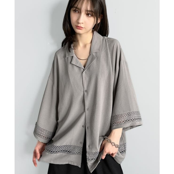 「レースが語る、大人の余裕。」レース切り替えオープンカラーシャツ Lace Pa… | Classical Elf Men | 詳細画像32 