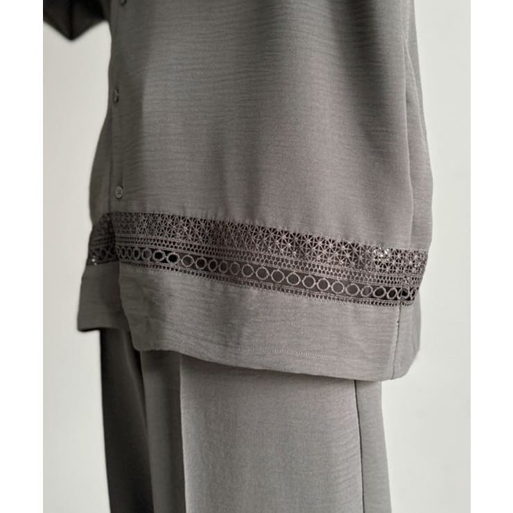 「レースが語る、大人の余裕。」レース切り替えオープンカラーシャツ Lace Pa… | Classical Elf Men | 詳細画像35 