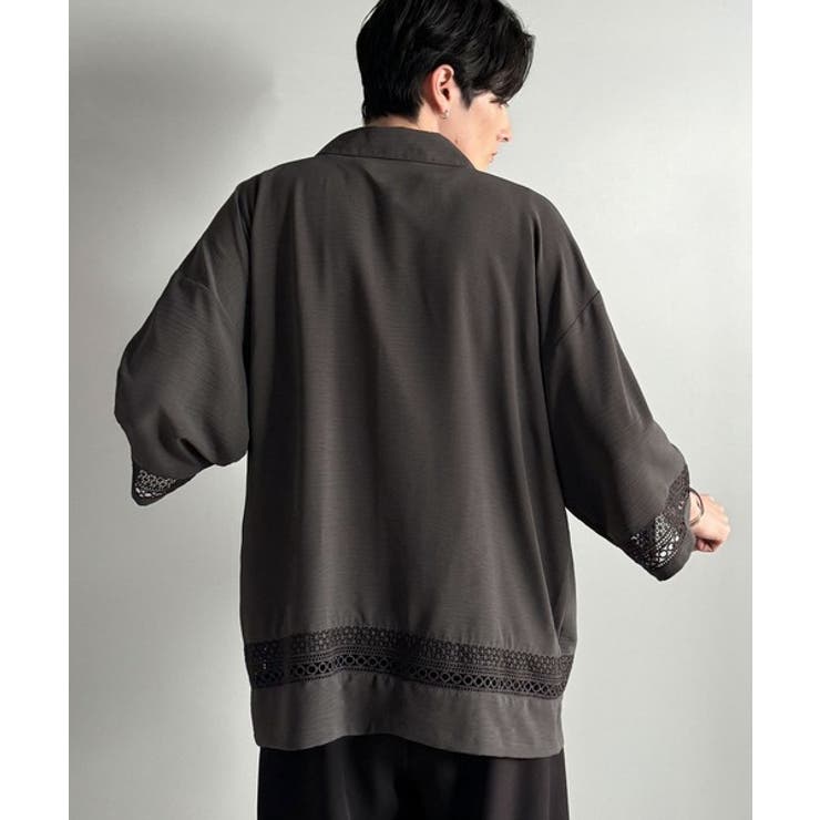 「レースが語る、大人の余裕。」レース切り替えオープンカラーシャツ Lace Pa… | Classical Elf Men | 詳細画像3 