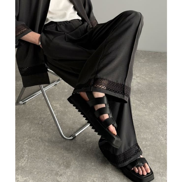 「キレイめ×抜け感」裾レース切り替えリラックスイージースラックス Lace Pa… | Classical Elf Men | 詳細画像2 