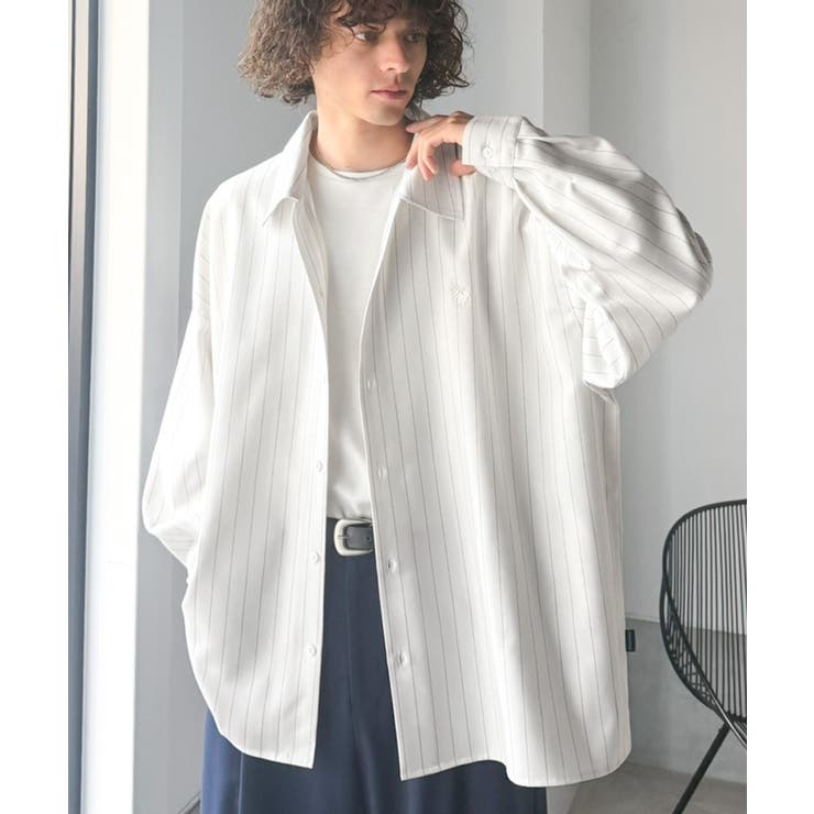 オフホワイト | 【Classical Origin】「大人のさりげなさ。」刺繍入りストライプ柄オ… | Classical Elf Men