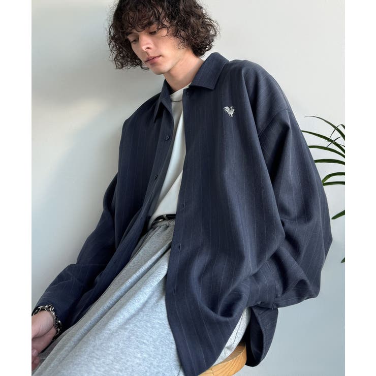 ダークネイビー | 【Classical Origin】「大人のさりげなさ。」刺繍入りストライプ柄オ… | Classical Elf Men