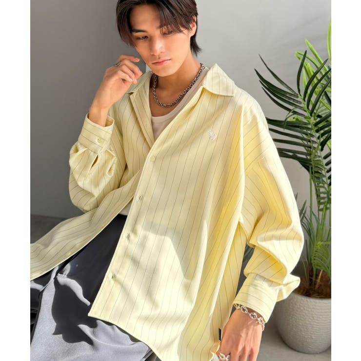 イエロー | 【Classical Origin】「大人のさりげなさ。」刺繍入りストライプ柄オ… | Classical Elf Men