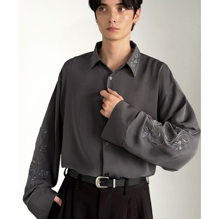 「魅せる服。」刺繍使いルーズドレープシャツ（長袖） Embroidery Loo… | Classical Elf Men | 詳細画像8 