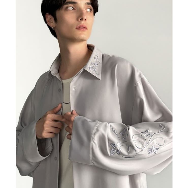 「魅せる服。」刺繍使いルーズドレープシャツ（長袖） Embroidery Loo… | Classical Elf Men | 詳細画像16 