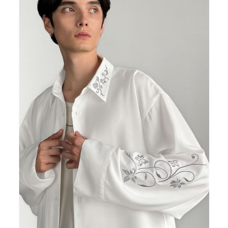 「魅せる服。」刺繍使いルーズドレープシャツ（長袖） Embroidery Loo… | Classical Elf Men | 詳細画像2 