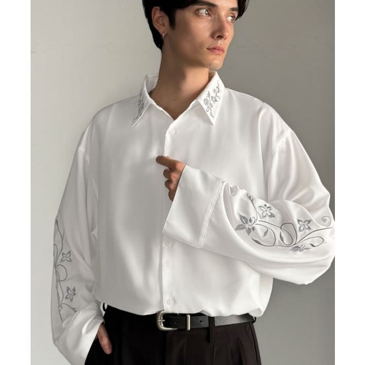 「魅せる服。」刺繍使いルーズドレープシャツ（長袖） Embroidery Loo… | Classical Elf Men | 詳細画像4 