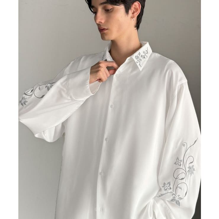 「魅せる服。」刺繍使いルーズドレープシャツ（長袖） Embroidery Loo… | Classical Elf Men | 詳細画像5 