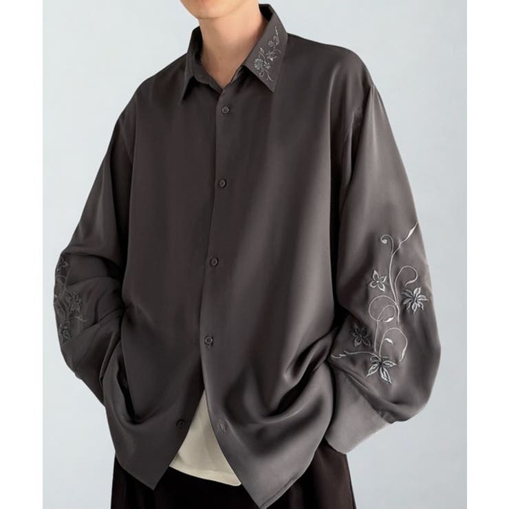 「魅せる服。」刺繍使いルーズドレープシャツ（長袖） Embroidery Loo… | Classical Elf Men | 詳細画像6 