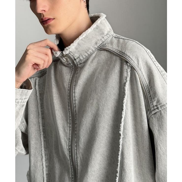 ホワイト | ヴィンテージ加工フリンジデニムジャケット | Classical Elf Men