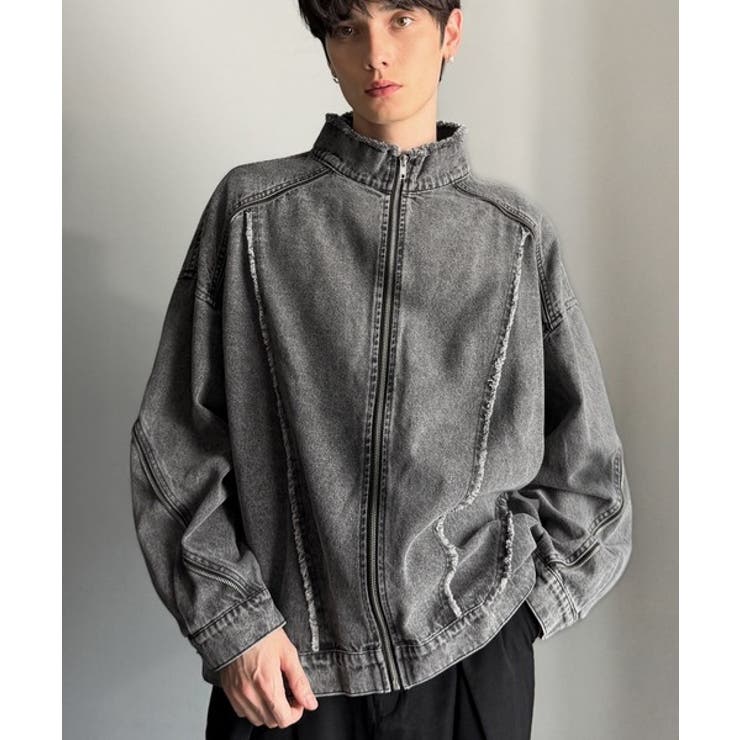 ブラック | ヴィンテージ加工フリンジデニムジャケット | Classical Elf Men
