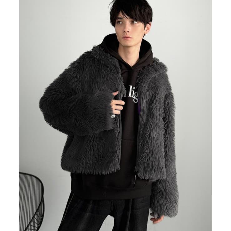 一瞬で惹かれる。」シャギーファーショート裏配色ショートジャケット