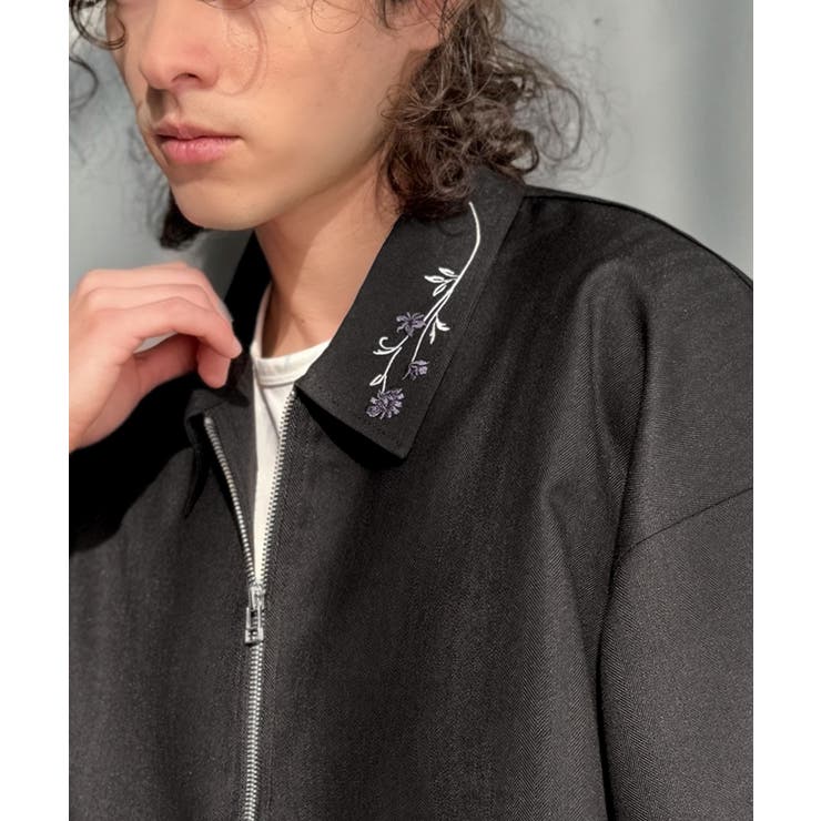 ブラック | 「高見え確定。」刺繍デザインジップシャツ Embroidered Design | Classical Elf Men