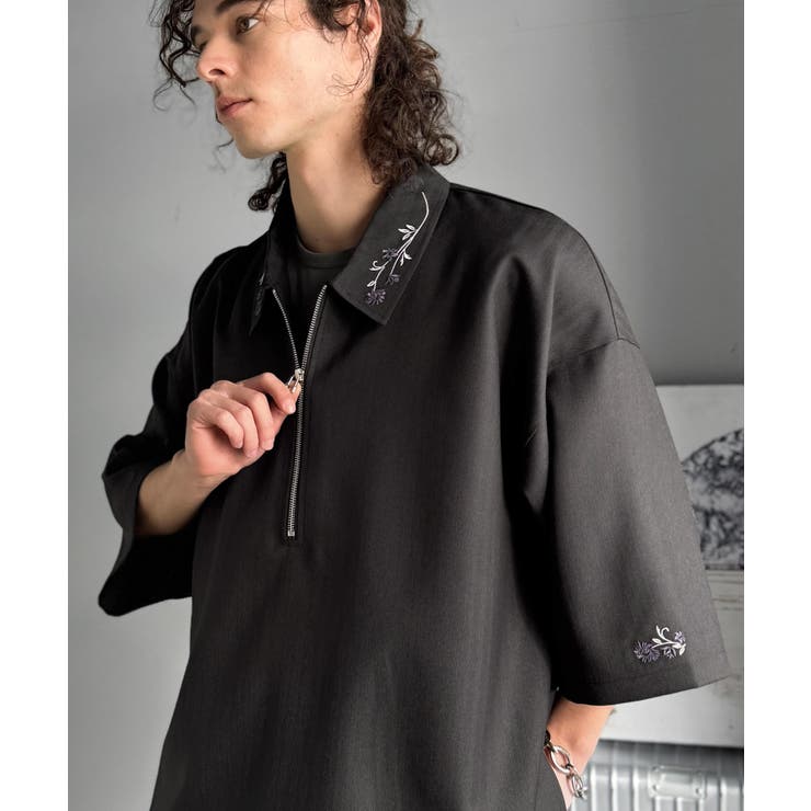 「高見え確定。」刺繍デザインジップシャツ Embroidered Design | Classical Elf Men | 詳細画像1 