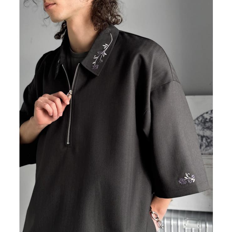 「高見え確定。」刺繍デザインジップシャツ Embroidered Design | Classical Elf Men | 詳細画像4 