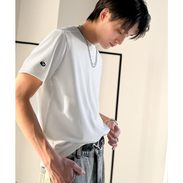 【接触冷感機能付き】肩切り替え袖刺繍ショート丈ダンボール素材Tシャツ Shoul… | Classical Elf Men | 詳細画像8 